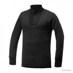 T shirt baselayer Zip Turtleneck Ullfrotté 400 Woolpower Noir