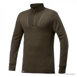 T shirt baselayer Zip Turtleneck Ullfrotté 400 Woolpower Vert olive