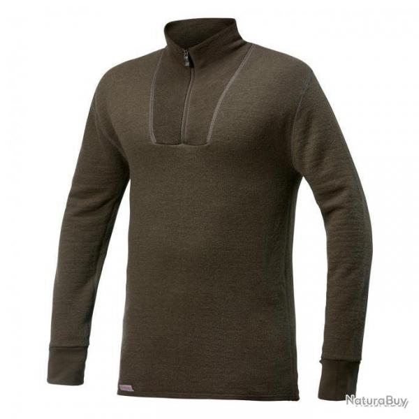 T shirt baselayer Zip Turtleneck Ullfrott 400 Woolpower Vert olive