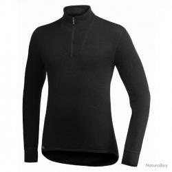 T shirt baselayer Zip Turtleneck Ullfrotté 200 Woolpower Noir