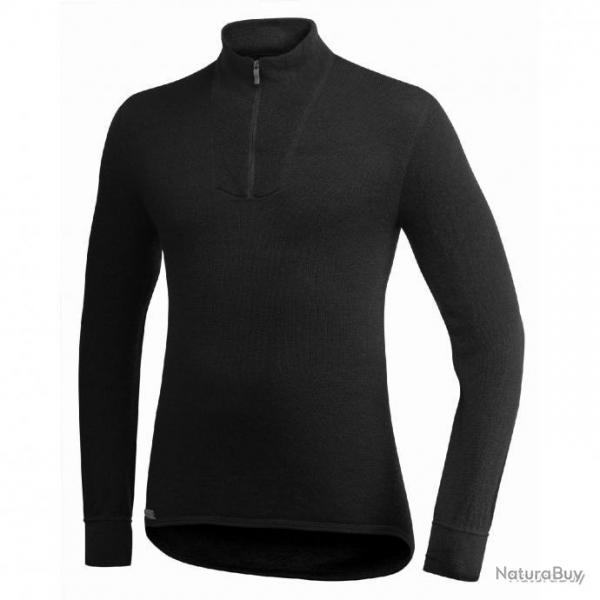 T shirt baselayer Zip Turtleneck Ullfrott 200 Woolpower Noir