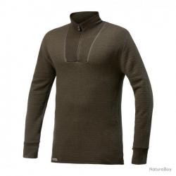 T shirt baselayer Zip Turtleneck Ullfrotté 200 Woolpower Vert olive