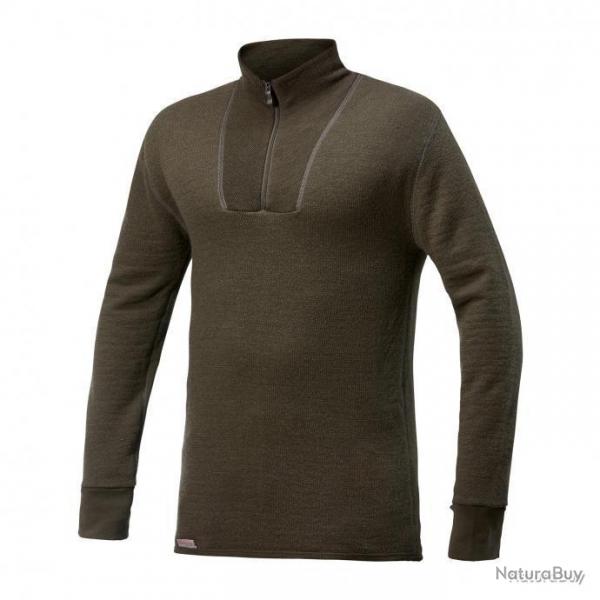 T shirt baselayer Zip Turtleneck Ullfrott 200 Woolpower Vert olive