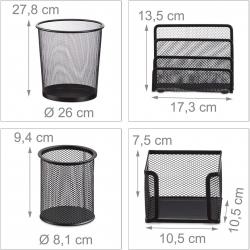 Set 4 fournitures bureau métal organiseur trieur à courrier bloc notes pot à crayon corbeille papie