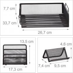 Set 7 fournitures de bureau pot punaises pot crayon bloc notes cartes de visite courrier métal surf