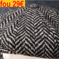 casquette LAINE noire rayée blanc  MADE IN ITALIE   T  58    9336N58