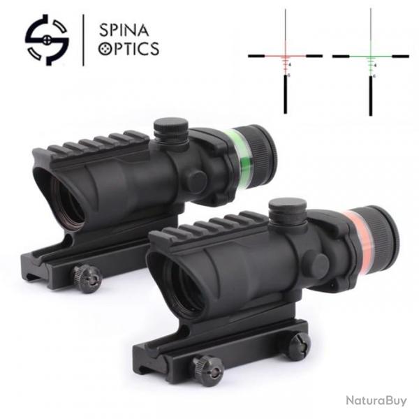 SPINA OPTICS tactique acog style 4x32 porte de fusil vert fibre optique LIVRAISON GRATUITE