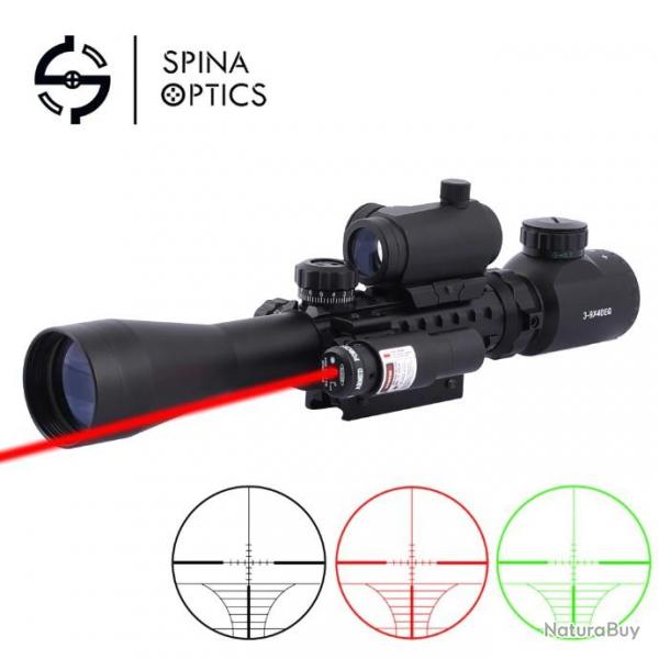SPINA OPTICS 3-9x40 EG rouge et vert avec vise Laser vis  points holographique LIVRAISON GRATUITE