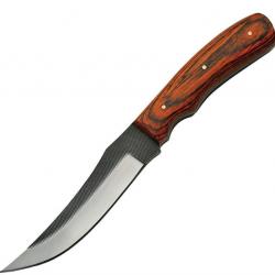 Couteau de Chasse Bushcraft Skinner à lame fixe Manche en Bois et Etui en Cuir