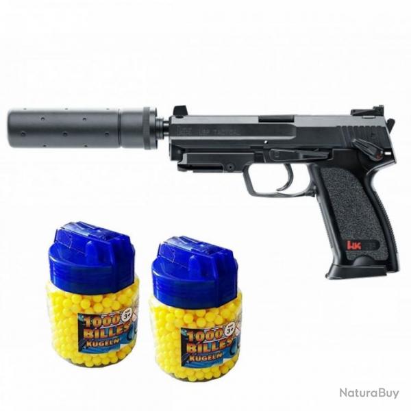 Heckler & Koch USP Tactical Pistolet  billes Electrique 0.5J + 2000 billes - Airsoft