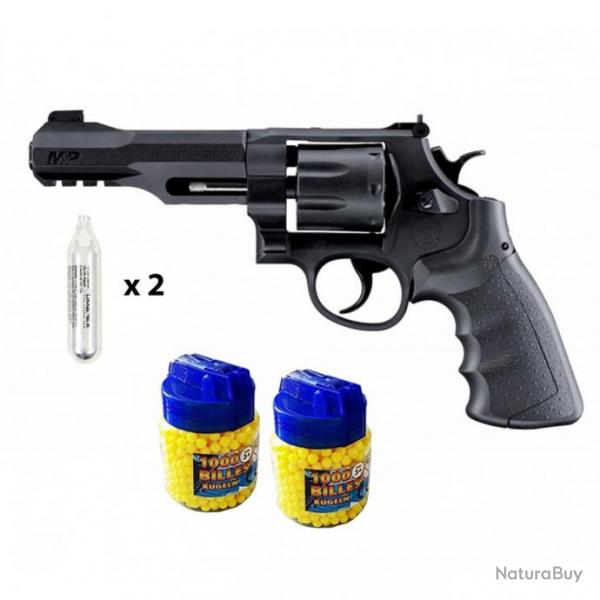 Smith & Wesson M&P R8 Pistolet Revolver  billes CO2 mtal + 2000 billes + 2 caps CO2 - Airsoft