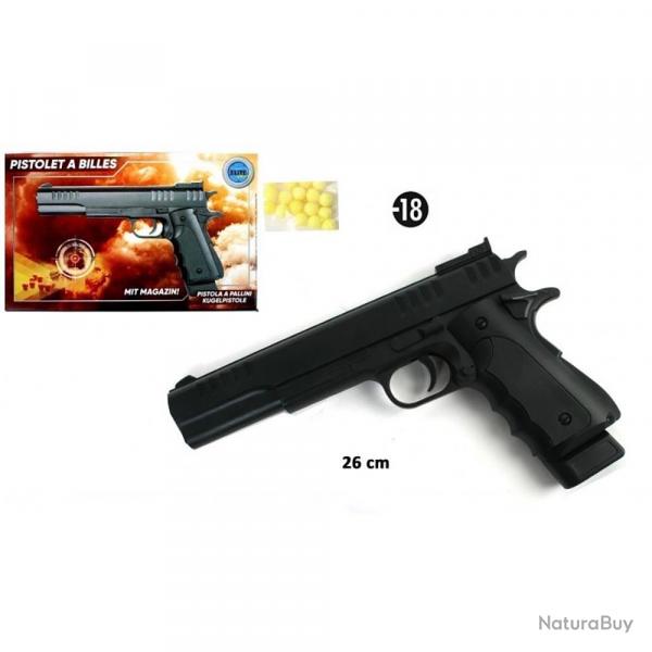 Pistolet a billes a ressort 26cm + 15 billes - Airsoft