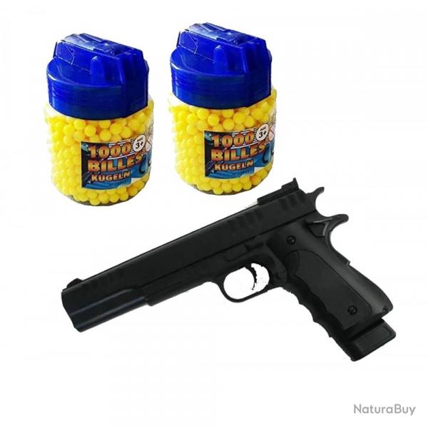 Pistolet a billes a ressort 26cm + 2000 billes - Airsoft