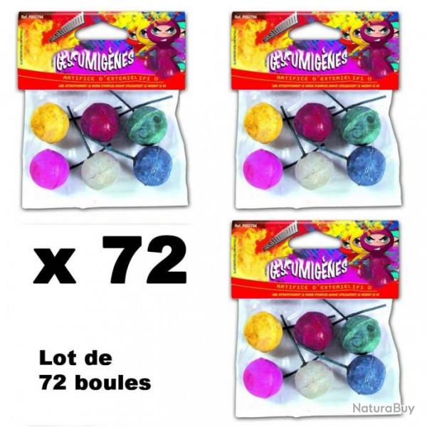 Lot de 72 boules fumignes a mches - Fumignes colors