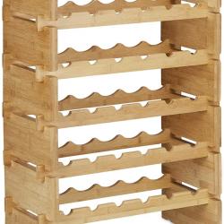 Étagère porte-bouteilles empilable en 6 niveaux 86 cm bambou 13_0002171