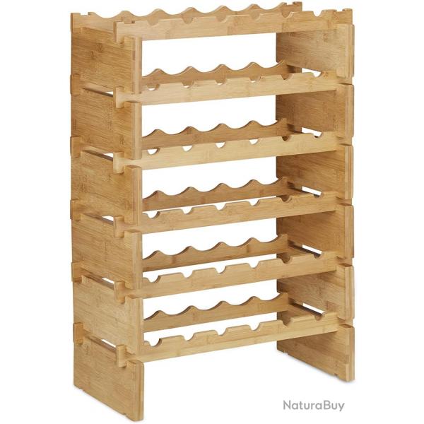 tagre porte-bouteilles empilable en 6 niveaux 86 cm bambou 13_0002171