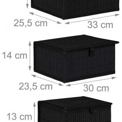 Set de 3 paniers corbeille de rangement décoration en bambou noir 13_0002491_2