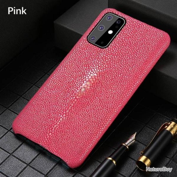 Coque pour Samsung Cuir Raie Galuchat, Couleur: Rose, Smartphone: Galaxy S10 Plus