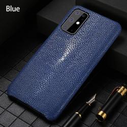 Coque pour Samsung Cuir Raie Galuchat, Couleur: Bleu, Smartphone: Galaxy Note 10 N970