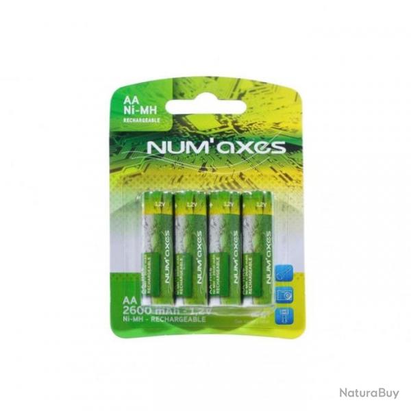 Piles rechargeables Num'Axes type AA / LR06 - 1,2 v