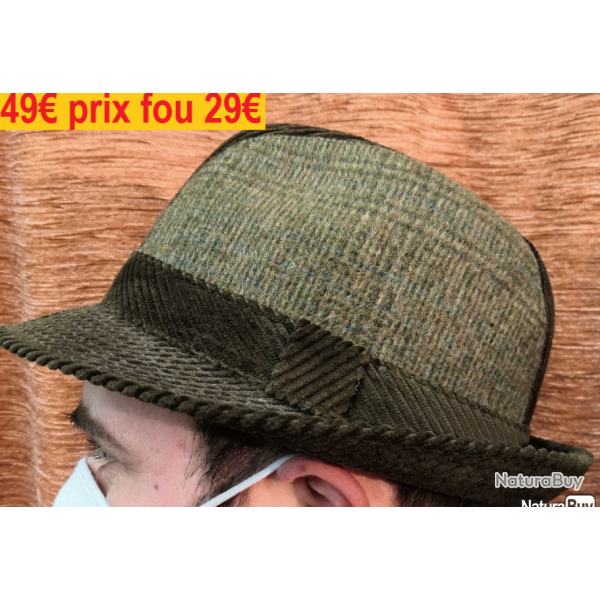 CHAPEAU PINEAU  VELOURS KAKI   60                   CHAVE60