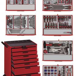 Servante d'atelier complète pro 7 tiroirs 491 outils Teng Tools TCMM491NE