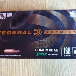 Munitions Federal Gold Medal .308 Win Sierra Matchking 168 grs