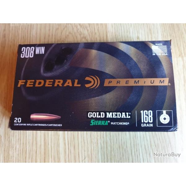 Munitions Federal Gold Medal .308 Win Sierra Matchking 168 grs