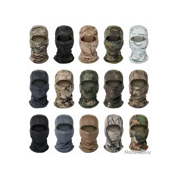 Cagoule camouflage pour chasse ou airsoft, 20 couleurs disponibles !