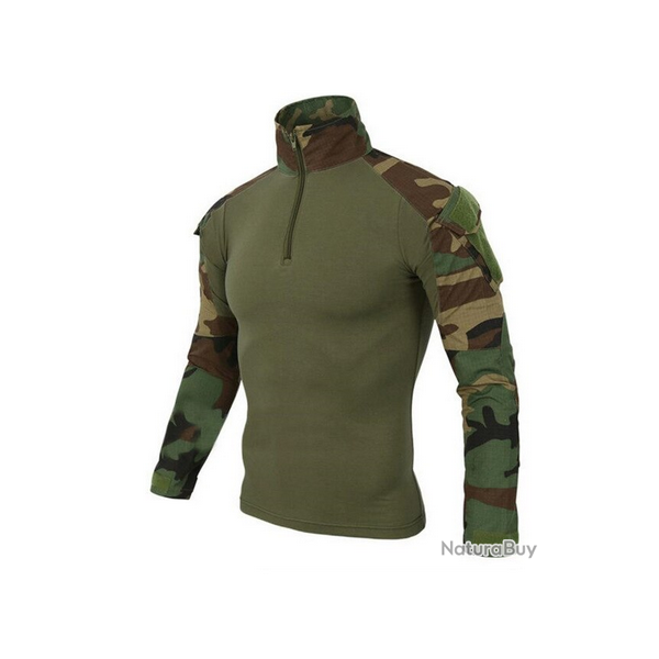 Tee-shirt chemise manche longue militaire couleur Woodland camo 6 tailles disponibles !