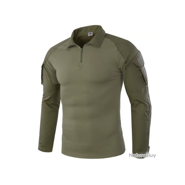 Tee-shirt chemise manche longue militaire couleur Army green 6 tailles disponibles !