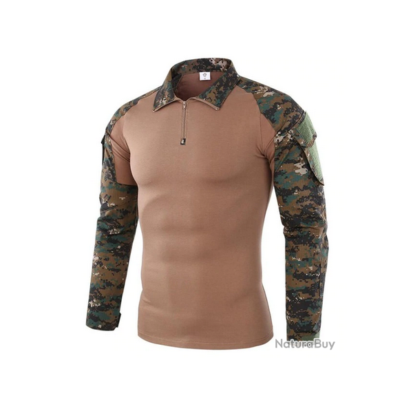 Tee-shirt chemise manche longue militaire couleur Army camo 6 tailles disponibles !