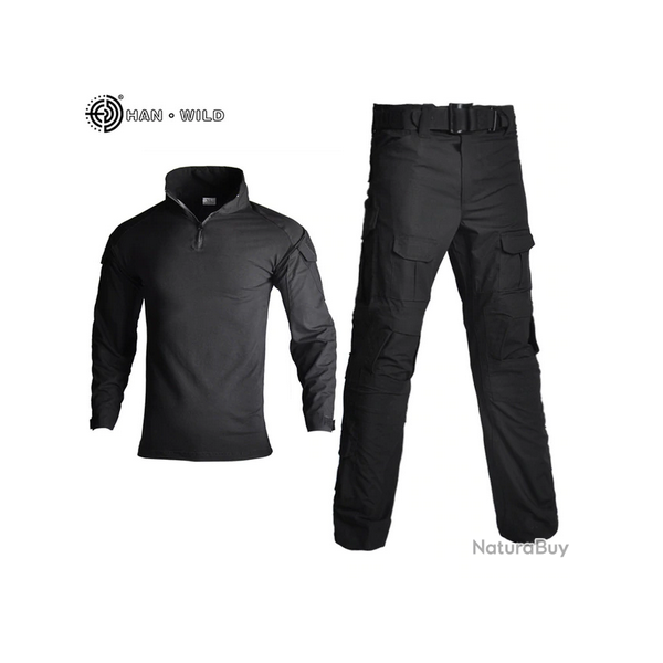 Ensemble pantalon et tee-shirt manche longue militaire Couleur Black 11 tailles disponibles !