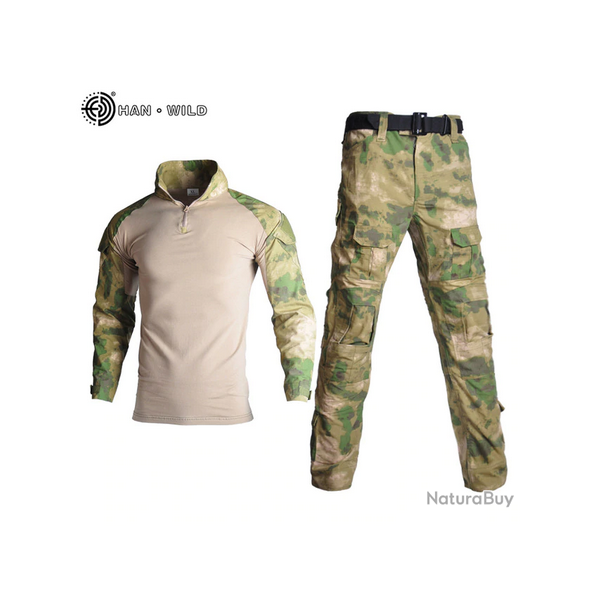 Ensemble pantalon et tee-shirt manche longue militaire Couleur Ruin green 11 tailles disponibles !