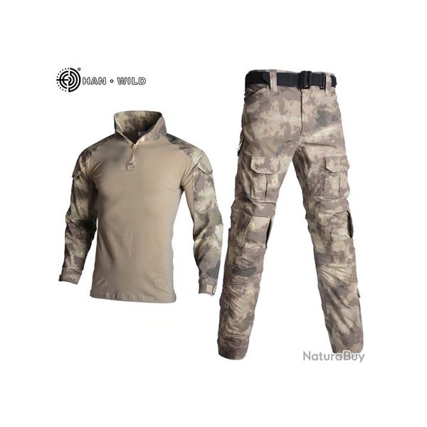 Ensemble pantalon et tee-shirt manche longue militaire Couleur Ruin gray 11 tailles disponibles !