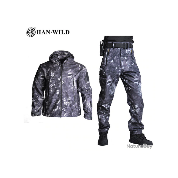 Ensemble pantalon et tee-shirt manche longue militaire Couleur Black-Python 8 tailles disponibles !