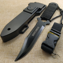 Couteau tactique, chasse, survie, plongée, pliant avec gaine ABS, 21.3cm, lame 9.3cm