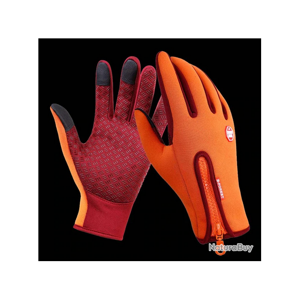 Gants impermable et tactile pour pche, randonne couleur orange 5 tailles disponibles !
