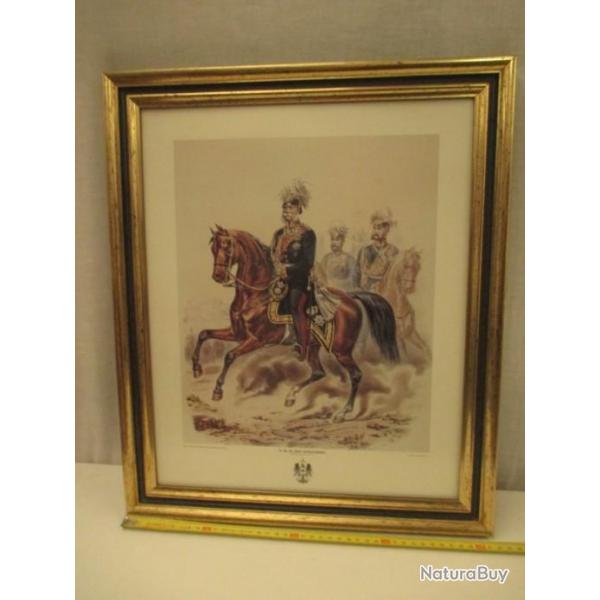 cadre  - litho -  - sous verre -  cavalier   50 cm par 42 cm  tres bon tat  poids 1 Kg 600