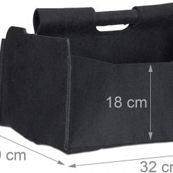 Panier en feutre journaux magazine corbeille pliable rangement poignées 2 compartiments noir 13_000