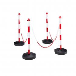 Lot de 4 poteaux barrière de signalisation et délimitation parking blanc et rouge 13_0002310