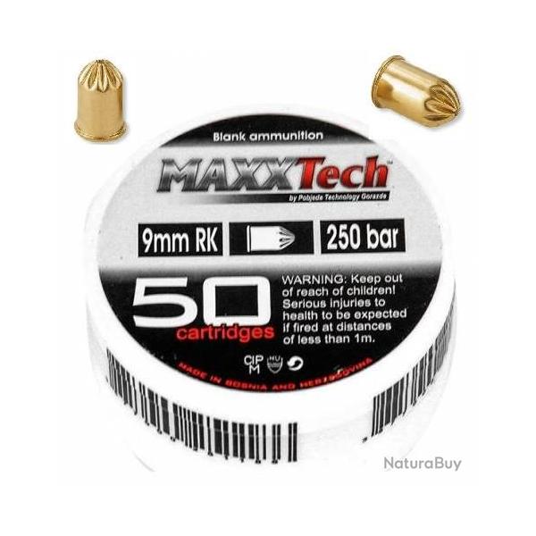 Boite de 50 Cartouches  Cal. 9 mm 380 RK  Blanc  pour Revolver   // Maxx Tech