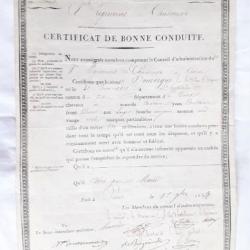 FR166507b Certificat bonne conduite 1834 du 8°Chasseur à cheval