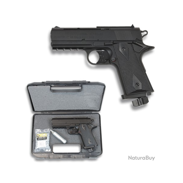 Pistolet Co2 4.5 mm Noire Mallette+Co2+500 35004-MA07