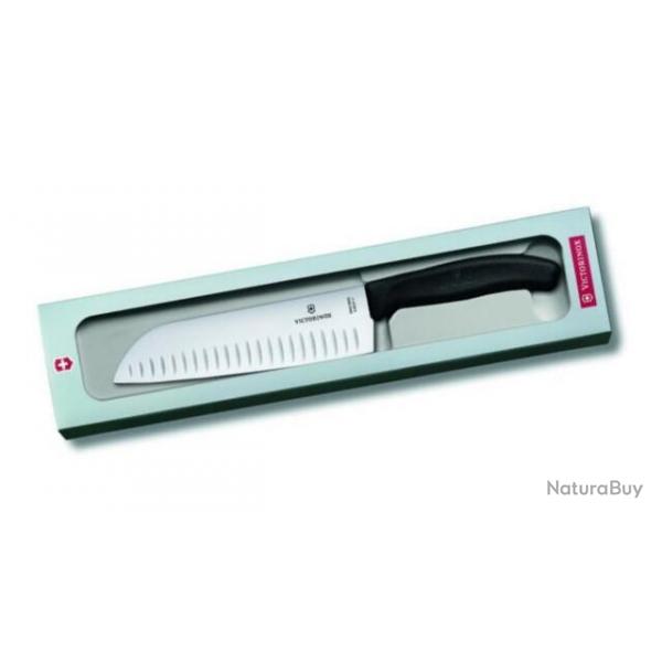 6.8523.17G Couteau Santoku alvol Victorinox Swiss Classic noir avec bote