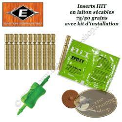 EASTON Inserts HIT lourds en laiton sécables 75-50 grains pour tubes et flèches Axis 12 Pack avec ki