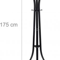 Porte métal sur pied support pour manteaux vestes entrée couloir 175 cm noir 13_0002199