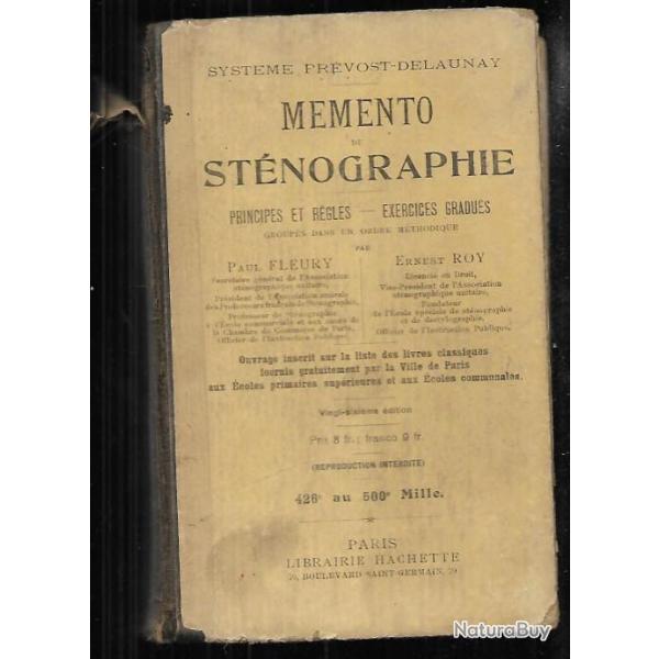 mmento de stnographie paul fleury et ernest roy , 1926 , scolaire professionnel ancien