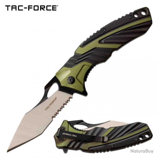 Couteau Tac Force A/O Tactical Urban Tanto Lame Acier 3Cr13 Manche Aluminium Clip TF1029BGN