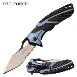Couteau Tac Force A/O Tactical Urban Tanto Lame Acier 3Cr13 Manche Blue Alu Clip TF1029BBL